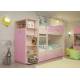 Двухъярусная кровать со шкафом Мая щиты розовый