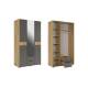 Шкаф трехдверный с зеркалом Адам дуб крафт золотой/графит