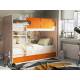 Кровать двухъярусная Тетрис латы с бортиками дуб млечный-оранжевый
