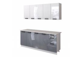 Кухонный гарнитур Аляска белый/серый лед