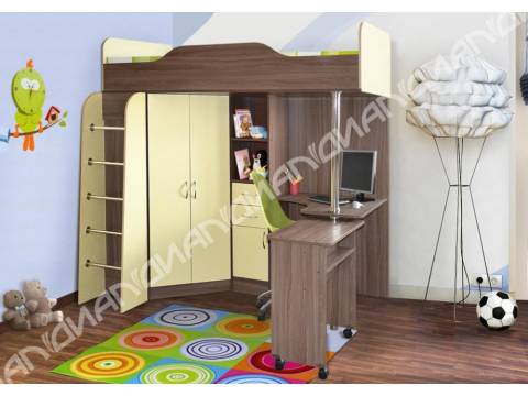 Кровать Бриз №1 с рабочей зоной