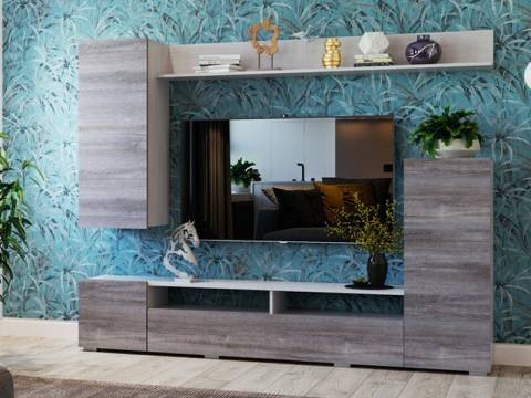 Гостиная Мия ясень анкор светлый/дуб клабхаус серый