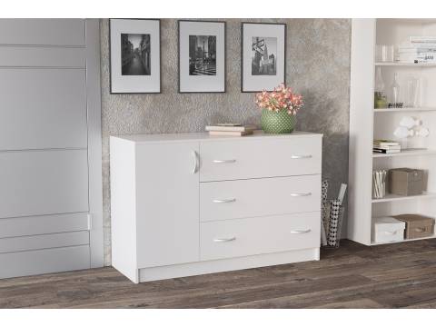 Комод Лофт 3 ящика 1 дверца белый