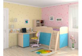Кровать-чердак Дюймовочка-1 голубой