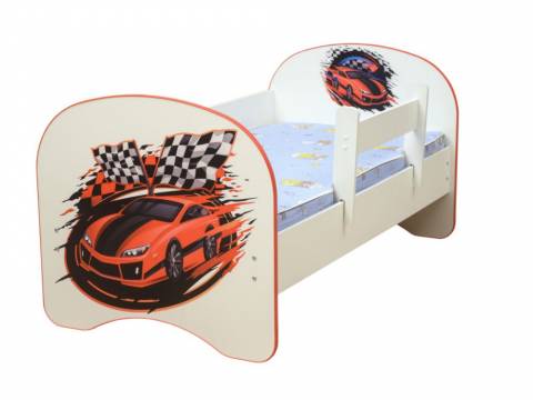 Кровать детская с фотопечатью без ящика Машина