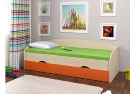 Кровать Соня 2 дуб молочный-оранжевый