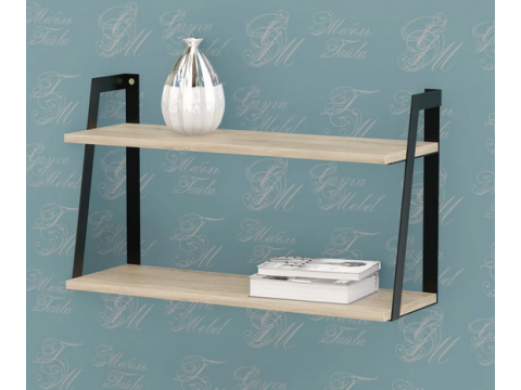 Полка металлическая ЛОФТ-2 Дуб сонома-черный матовый