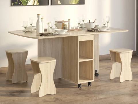 Стол книжка с табуретами 1-6701 Дуб сонома