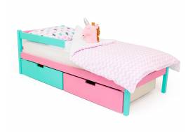 Кровать Svogen classic с ящиками и бортиком мятный-лаванда