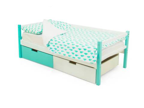 Кровать-тахта Svogen с ящиками мятно-белый