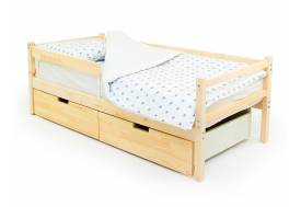 Кровать-тахта Svogen с ящиками и бортиком натура без покрытия