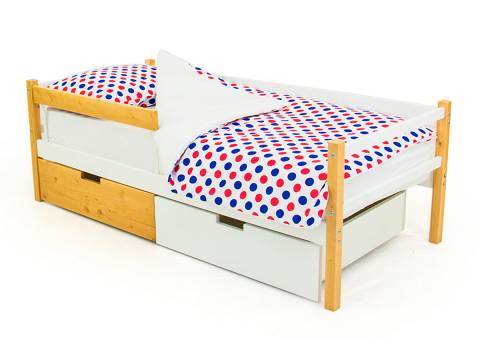 Кровать-тахта Svogen с ящиками и бортиком дерево-белый