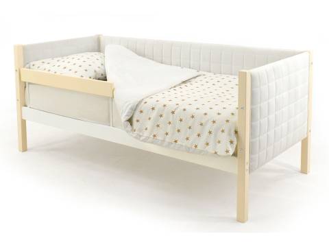 Кровать-тахта мягкая Svogen с бортиком бежево-белый