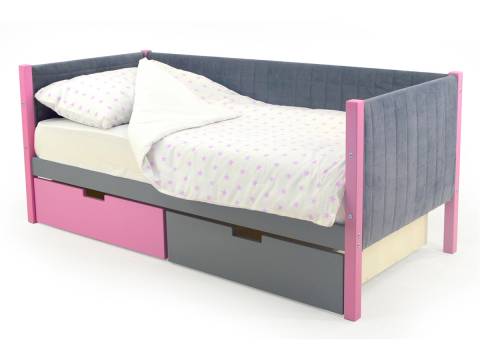 Кровать-тахта мягкая Svogen с ящиками лаванда-графит