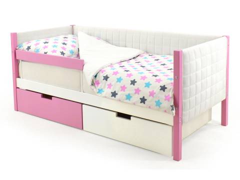 Кровать-тахта мягкая Svogen с ящиками и бортиком лаванда-белый