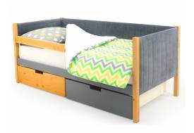 Кровать-тахта мягкая Svogen с ящиками и бортиком дерево-графит