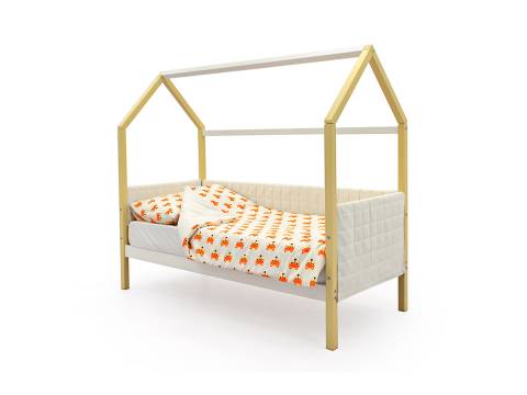 Кровать-домик мягкий Svogen бежево-белый