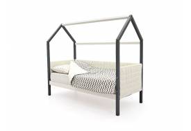 Кровать-домик мягкий Svogen графит-белый