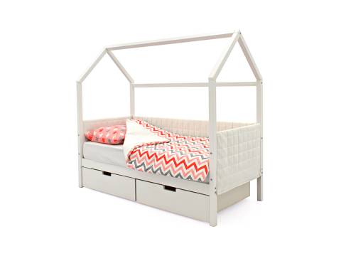 Кровать-домик мягкий Svogen с ящиками белый