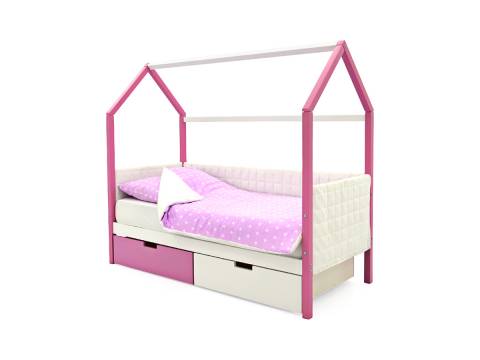 Кровать-домик мягкий Svogen с ящиками лаванда-белый