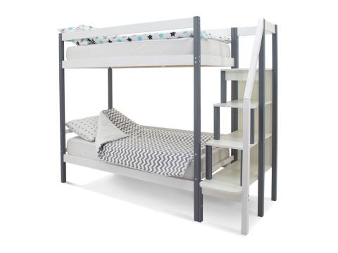 Двухъярусная кровать Svogen графит-белый