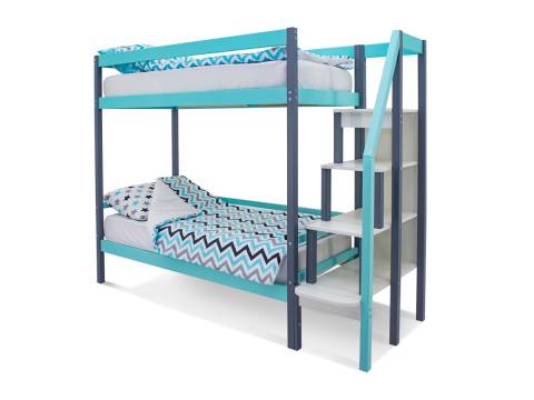 Двухъярусная кровать Svogen графит-мятный