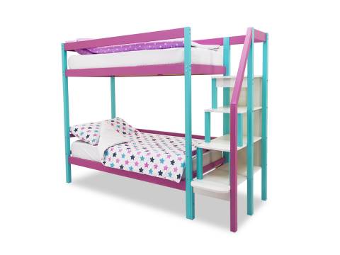 Двухъярусная кровать Svogen мятный-лаванда
