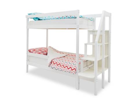 Двухъярусная кровать Svogen с бортиком белый