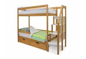 Двухъярусная кровать Svogen с ящиками и бортиком дерево