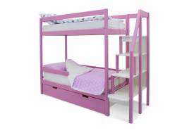 Двухъярусная кровать Svogen с ящиками и бортиком лаванда