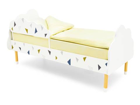 Кровать Stumpa Облако с бортиком рисунок Треугольники зеленый, синий
