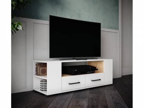 ТВ тумба ТВМ-1 белый/дуб крафт золотой