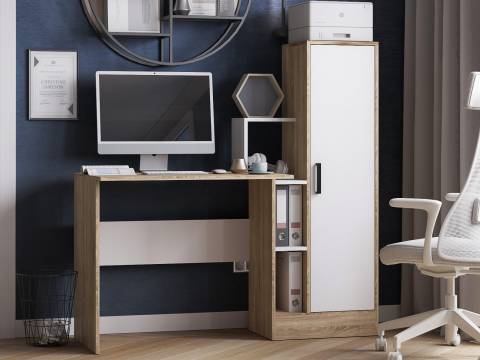 Стол компьютерный СКМ-2 дуб сонома/белый