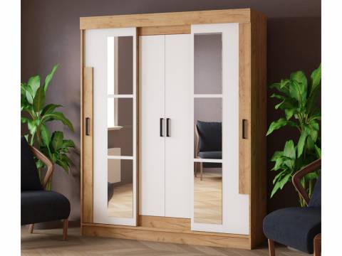Шкаф-купе Твист 1700 дуб крафт золотой/белый