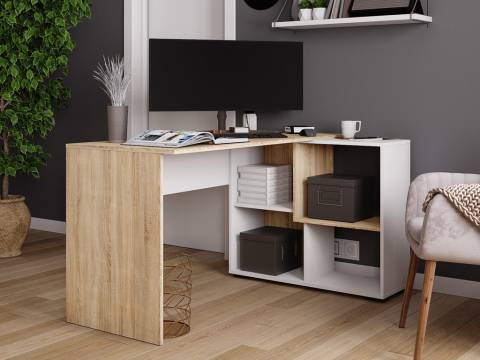 Стол компьютерный угловой СКМУ-4 дуб сонома/белый