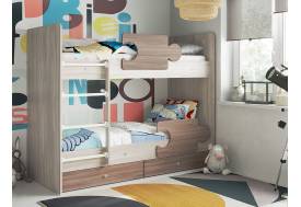 Кровать двухъярусная Тетрис латы с бортиками ясень шимо