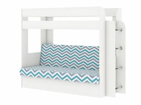 Кровать двухъярусная Карамель 75 бодега светлый-бирюзовые зигзаги