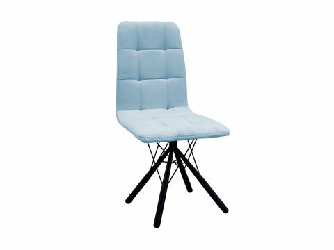 Стул Леон паутинка небесно-серый, чёрные ножки