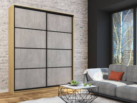 Шкаф-купе Лофт Шк20-60 2000 глубина 600 фасад МДФ бетон 3г