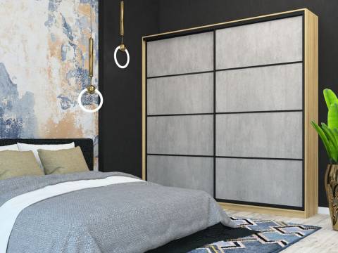 Шкаф-купе Лофт Шк24-60 2400 глубина 600 фасад МДФ бетон 3г