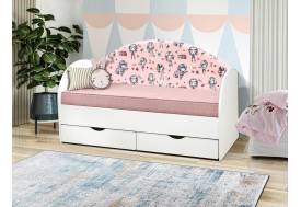Кровать с продольной мягкой спинкой Софа №11 девчонки