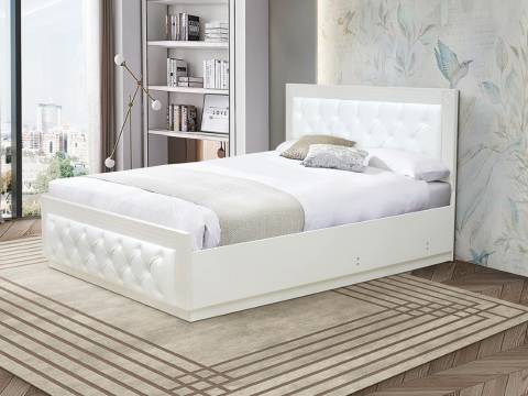 Кровать Венеция 13.1 1400 с подъемным механизмом кожзам белый