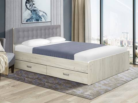 Кровать двойная №6 с ящиками 1200х1900 с мягкой спинкой