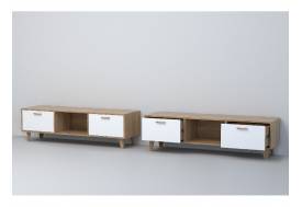 ТВ тумба Эго Т-3 дуб крафт золотой/белый глянец на ножках