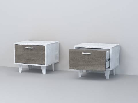 Тумба прикроватная Эго Т-5 бетон светлый/камень темный на ножках