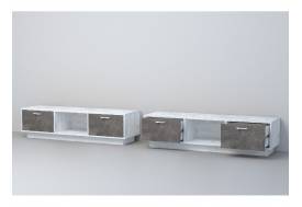 ТВ тумба Эго Т-3 бетон светлый/камень темный на цоколе