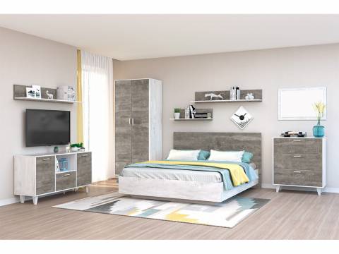 Спальня Эго бетон светлый/камень темный