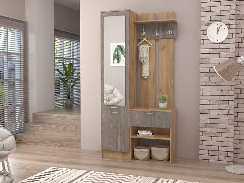 Прихожая Иннэс 3 дуб крафт золотой/камень темный