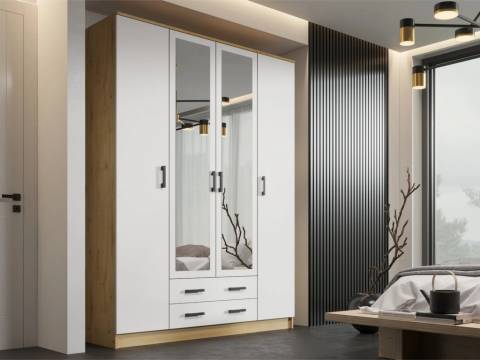 Шкаф Квадро дуб вотан/белый гладкий