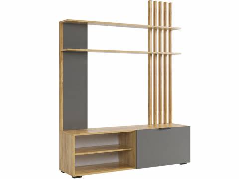 Стенка Бери дуб крафт золотой/графит